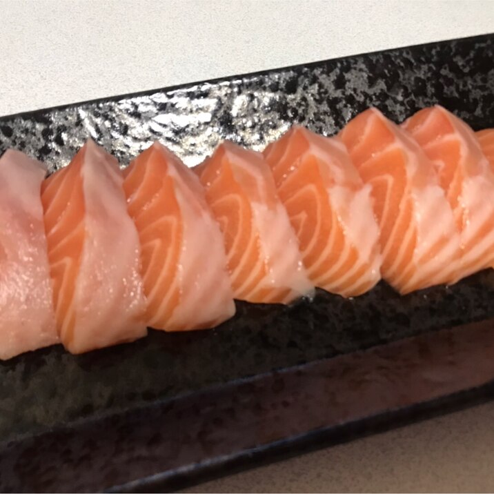 冊から作るサーモンのお刺身 レシピ 作り方 By のじぽ 楽天レシピ